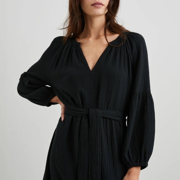 Rails Organic Cotton Vittoria Dress in Black  Double Gauze Maxi Tiered Small - Picture 2 of 9